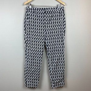 Adrianna Papell Ankle Pants 10 Black White Printed Stretch Office Workwear Women
